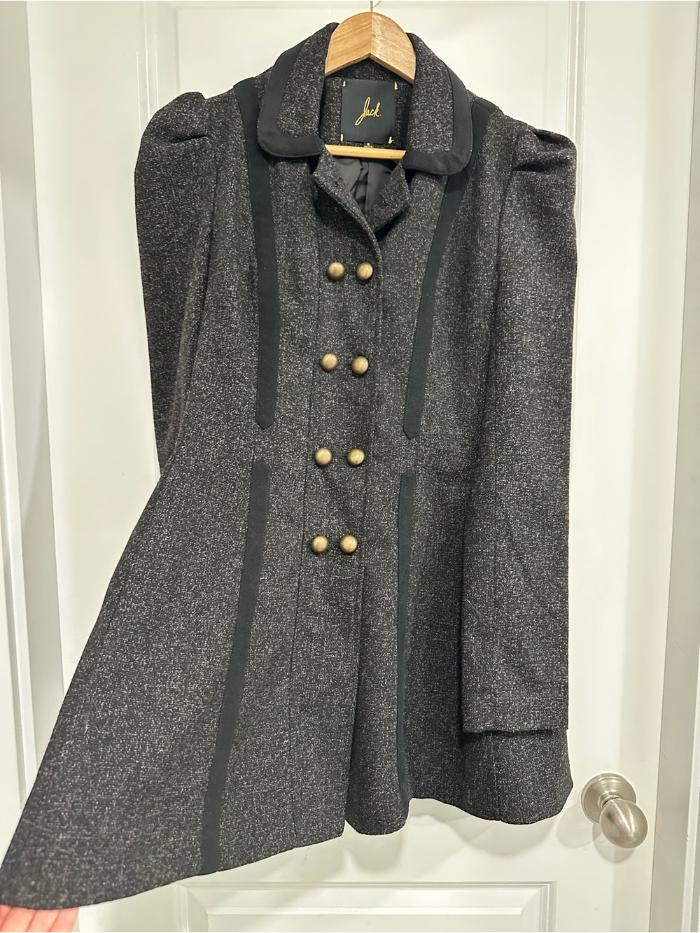 Jack by BB Dakota Dark Charcoal Military Coat Pea Coat Academia Size Small - Picture 5 of 13